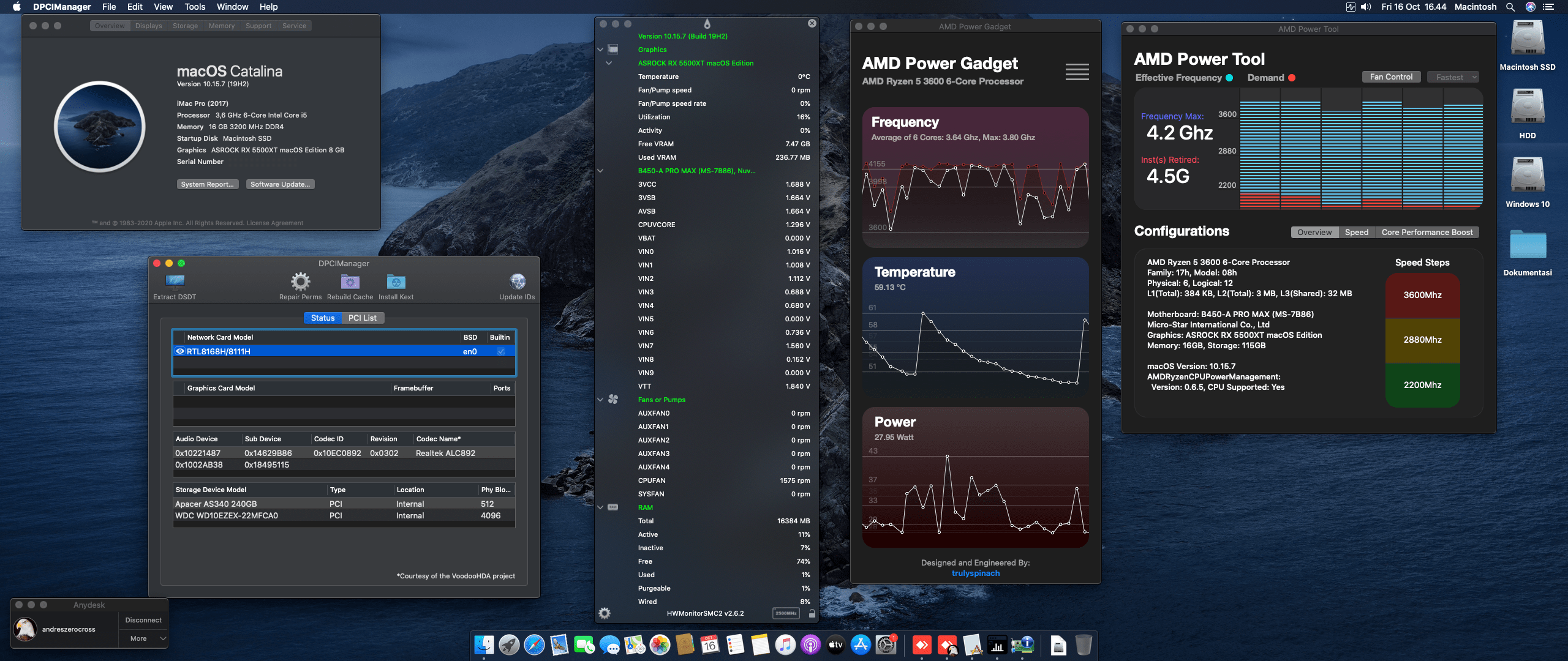 Success Hackintosh macOS Catalina 10.15.7 Build 19H2 in MSI B450-A PRO MAX + AMD Ryzen 5 3600 + Asrock RX 5500XT